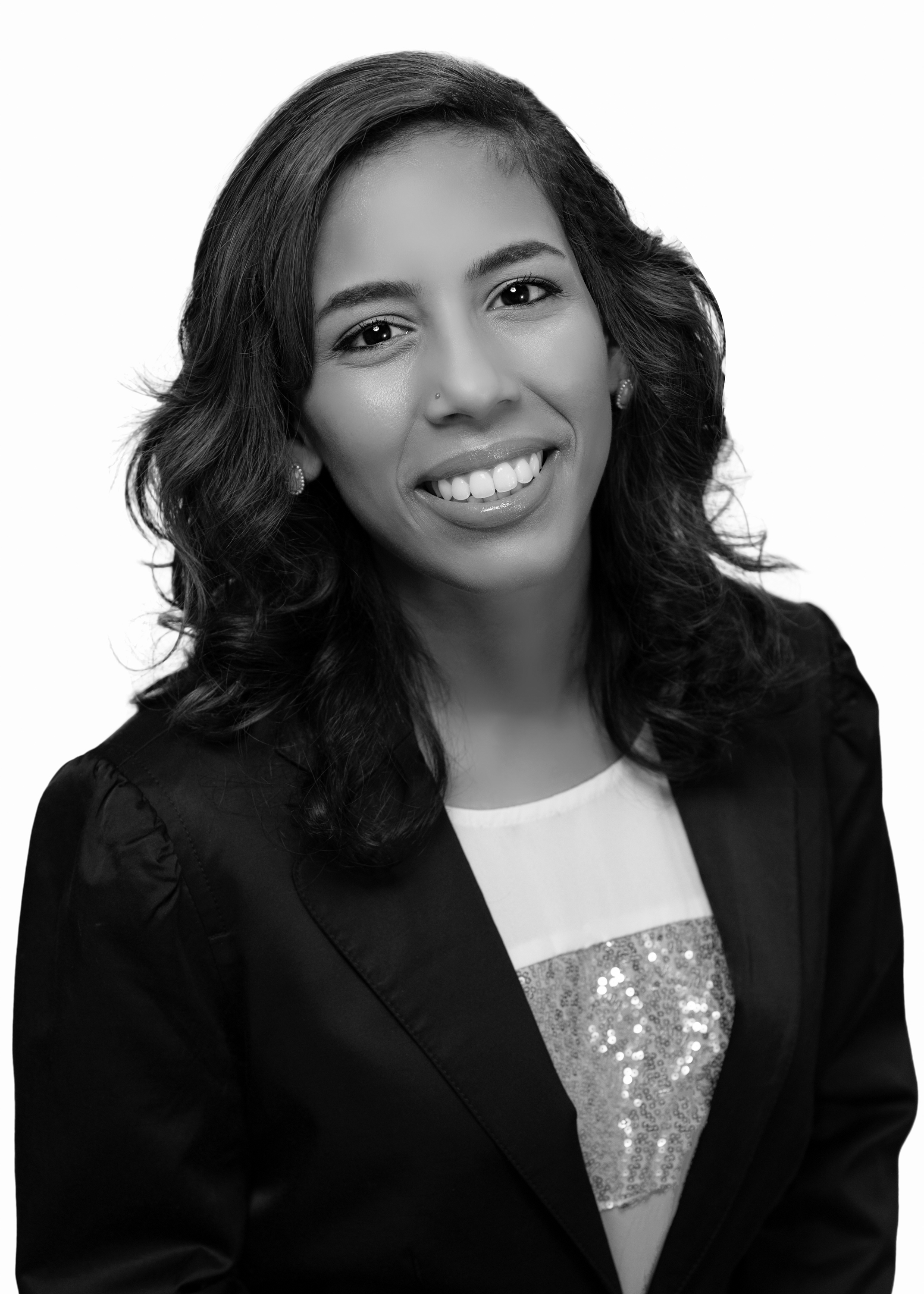 black and white headshot female